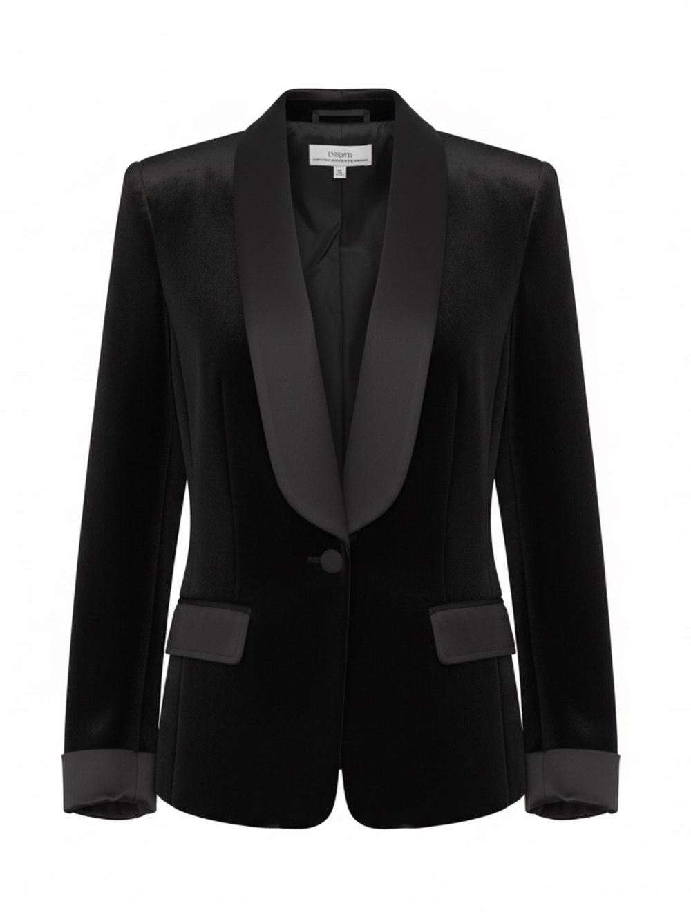 Velvet Shawl-Collar Blazer - Black